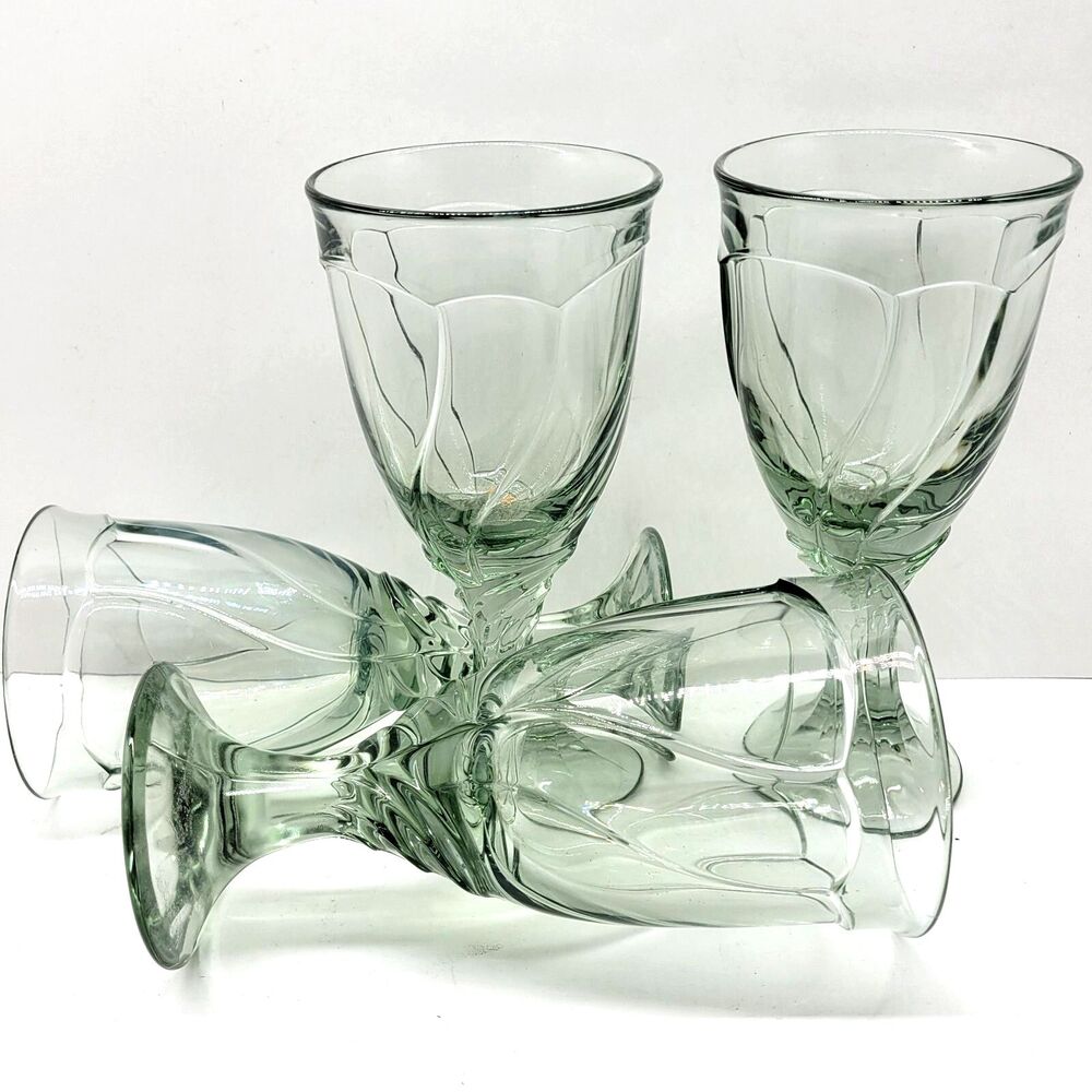 Noritake Sweet Swirl Light Green Set Of 3 Water Goblets And 1 Tea Glass VGC